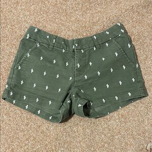 Harper Olive Green Cactus-Print  Shorts